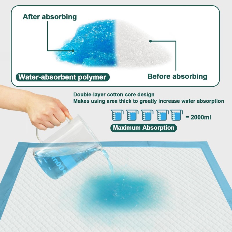 100 Count Incontinence Bed Pads 40'' x 36'' Tear-Resistant Disposable