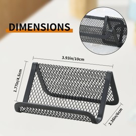 Qywptree Black Metal Mesh Business Card Holder, Business Card Holder for Desk Desk Accessories for Women and Men,Black ( 6 Pack )