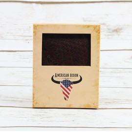 American Bison RFID Wallet for Men – Hand-Tooled Floral Cowhide Leather Bifold Wallet with Gift Box (Dark Brown)