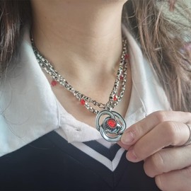 KANGSHUN American Movie Princess Rhaenyra Targaryen Red Ruby Necklace Pendant Fashion Jewelry chrismas Gifts (N1090)