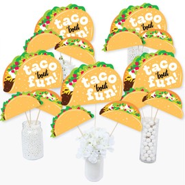 Big Dot of Happiness Taco ‘Bout Fun - Mexican Fiesta Centerpiece Sticks - Table Toppers - Set of 15