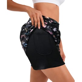 Jhsnjnr Womens Tennis Skirt Knee Length Golf Skort with Pockets Workout Athletic Skirts