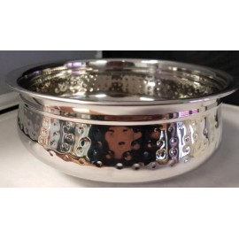 Unbranded Stainless Steel Hammered Design Handi Bowl for Serving (8- inch)