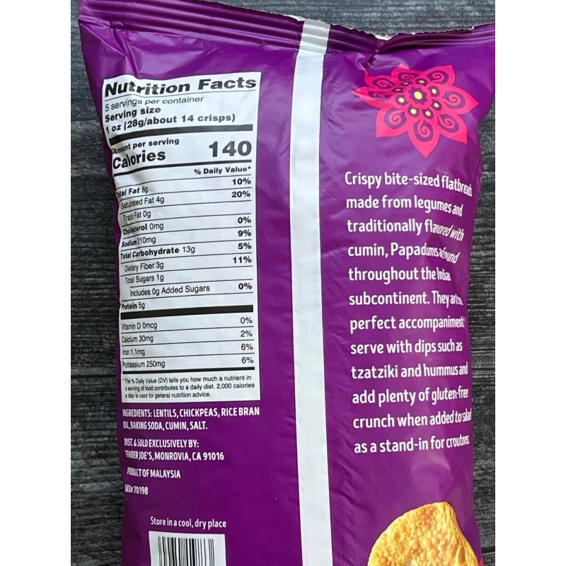 Trader Joe's 2 Packs Trader Joe's Papadums Lentil and Chickpea