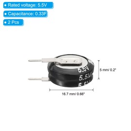 PATIKIL 2 Pcs 5.5V Super Capacitors, 0.33F V-Shaped Button Capacitor High Energy Low Resistance High Consistency for AC Motor Power Display Screen Computer