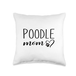 Poodle Mom Dog Paw Print Poodle Throw Pillow
