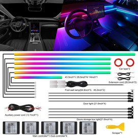 Dreamcolor Acrylic Interior Car LED Strip Light with Wireless APP, RGB 18 in 1 with 175 inches 593 LEDs Fiber Optic Strip Lights for Car, Dynamic Chasing Music Sync Neon Car Ambient Lighting Kits