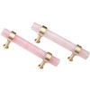 mookaitedecor Set of 2 Brushed Brass with Rose Quartz Crystal