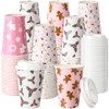 60 Pack Pink Christmas Disposable Coffee Cups with Lids 12