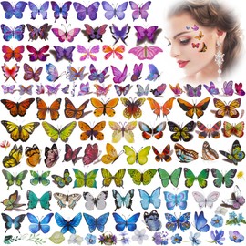 PAGOW 40Sheet(280+pcs) Temporary Butterfly Tattoo for Girl Kid Women Self adhesive Fairy Flower Waterproof Fake Colorful Art Face Arm Body for Birthday Party Valentines Favor Goodie Bag Stuffer Filler
