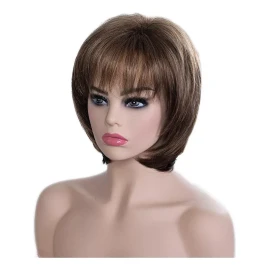 generic Pelucas Pelo Corto Rubio Mixto Castaño Oscuro For Mujeres