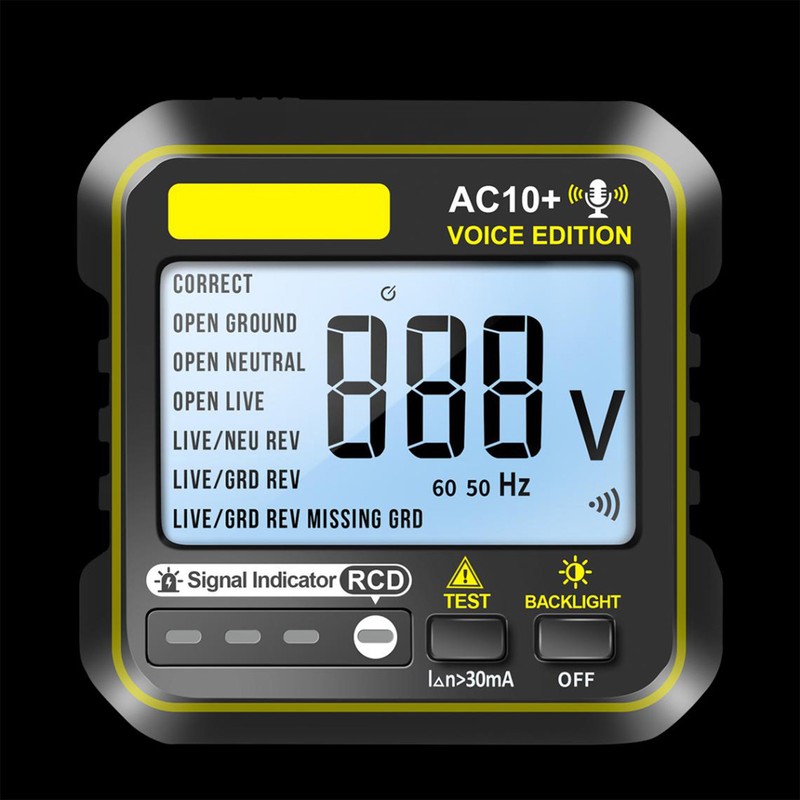 Socket Tester 10A 16A Universal Outlet Detector LCD Backlit Display