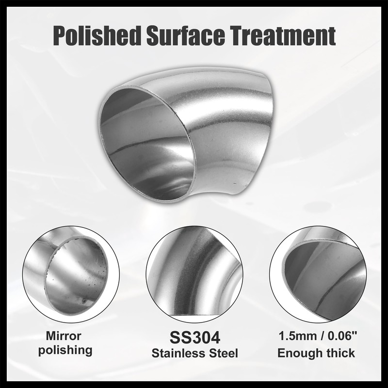 Hihaha 4 Pcs OD 2.5 Inch 45 Degree SS304 Stainless
