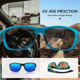 YOBOCO Bifocal Sunglasses Men Sunglass Readers - 2 Pack Warp Around Reading Sunglasses with Readers Built in for Men, 3.5