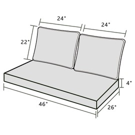 INFBLUE Outdoor Loveseat Cushion Set 46'' x 26'', Outdoor Deep Seat Cushions for Patio Furniture, Water Repellent Outdoor Seat Cushion and Couch Back Cushions for Bench, and Swing (Black Stripes)