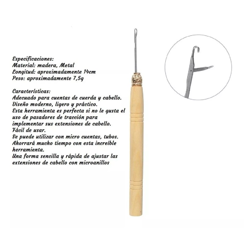 Gala Gancho Para Aplicar Extensiones Cabello Grapas Microchip