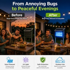 Solar Bug Zapper for Outdoor Use – 4500V Waterproof Mosquito Lamp for Garden, Patio & Camping