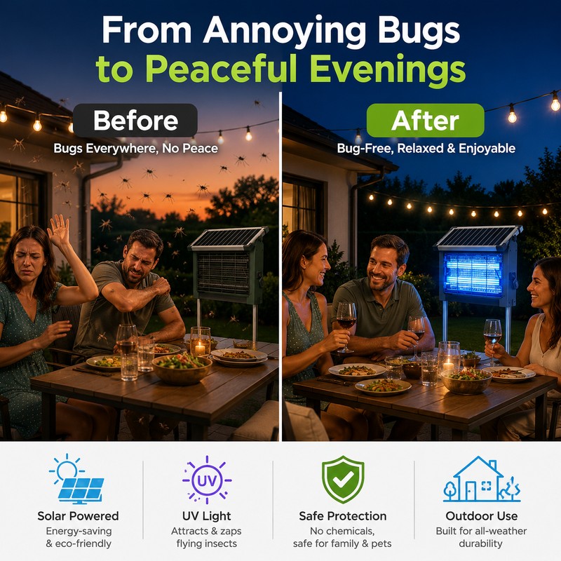 Solar Bug Zapper for Outdoor Use – 4500V Waterproof Mosquito
