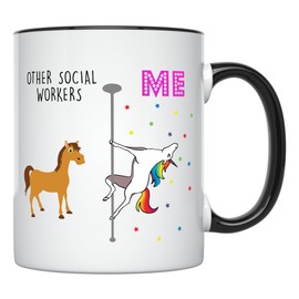 YouNique Designs Social Worker Mug 11 Ounce Social Worker Gifts For Women Social Work Gifts Funny Social Worker Cups (Black Handle)