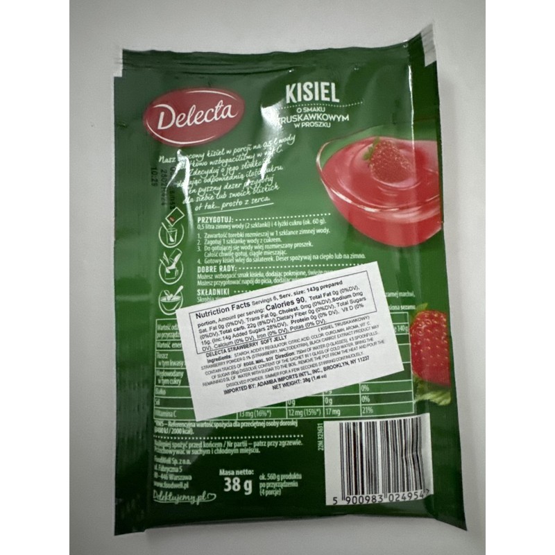 Delecta Duzy Kisiel Strawberry 5-pack 5x58g/5x2oz Eastern European Jelly Dessert