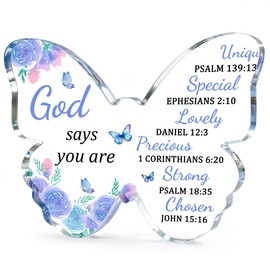 Christian Gifts for Women Faith Christian Decor Religious Gifts for Women Christian Gifts for Woman Faith Bible Verse Desk Decor Plaques Faith Based Gift Purple Butterfly Decor