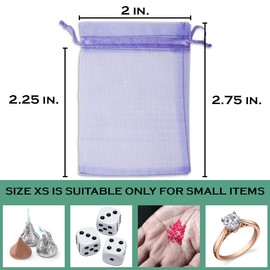 TheDisplayGuys 48-Pack 2" x 2-3/4" Lavender Sheer Organza Gift Bags with Drawstring, Jewelry Candy Treat Wedding Party Favors Mesh Pouch