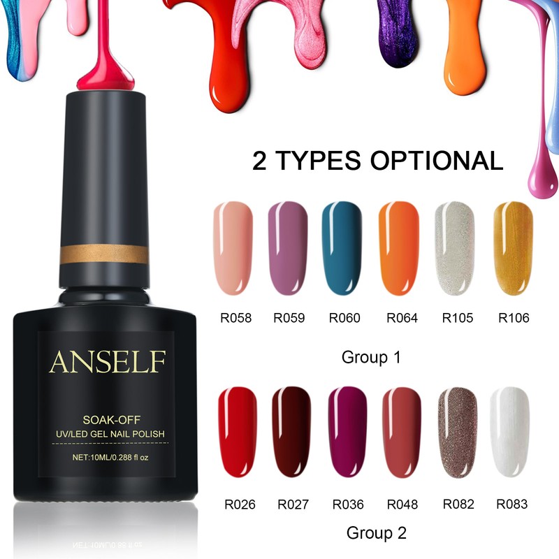Anself 6PCS/Set Gel Nail Polish Set Multi-colors Odorless Long Lasting