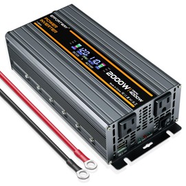 EFFORTWAY 2000W Power Inverter 4000W (Peak). 12V DC to 110V/120V AC Converter with LCD Display, 2 AC outlets, 2 USB, 2000w Inverter for Camping RV Travel Outdoor Truck Off-Grid Solar inverters