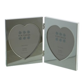 Sixtrees Romeo 2-000-46D Heart Shaped Silver plated double folding 4 x 6 inch photo frame.
