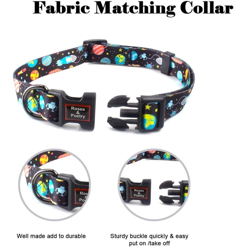 Roses&Poetry Dog Collar with Colourful Star Patterns, Adjustable Durable Puppy