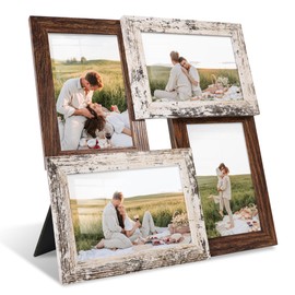 YESKAY 4x6 Collage Picture Frames, Multi Family Photo Collage Frame with Real Glass, Collage Frames for 4x6 Pictures, Displays Four 4x6 Photo, Wall Decor Wall Hanging or Tabletop, Distressed