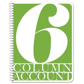 BookFactory 6 Column Ledger Book/Account Book/Accounting Ledger/Notebook Six Columns Columnar Accountant Book Format - 100 Pages, 8.5'' x 11'', Wire-O (Made in USA)