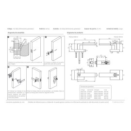 Cerrajes Cerradura De Manija Rectangular Para Recámara Entrada Negro