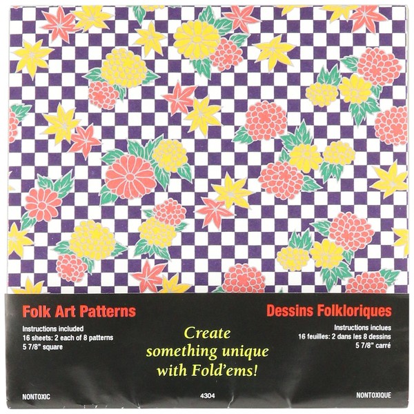 Yasutomo Fold 'EMS Origami Paper 5.875" 16/Pkg-Folk Art, 8 Designs/2