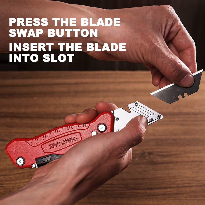 HAUTMEC Folding Utility Knife with Screwdriver, Heavy-Duty Aluminum Box Cutter