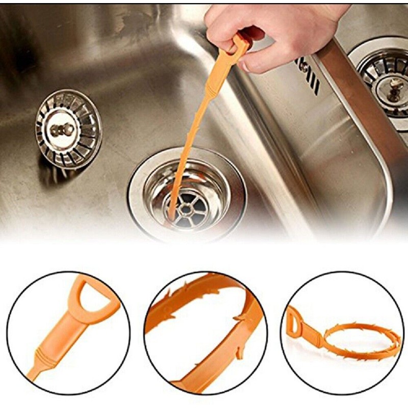TIKA 6Pcs 25 Inch Hair Drain Cleaner Tool Set -Snake
