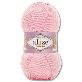 Alize 100 g Cotton Gold Premium Wool in 59 Colours, Summer Wool, Yarn, Knitting, Amigurumi (518 | Baby Pink)