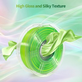 IEMAI Silk PLA Filament 1.75mm, High-Speed 3D Printer Filament at 30-600mm/s, Dual Color Gradient Yellow to Green Filament, Smooth Metallic Shiny Finish, 1kg/2.2lbs Spool