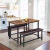 Jojoka Dining Set Table and 2 Upholstered Bench Wood Top