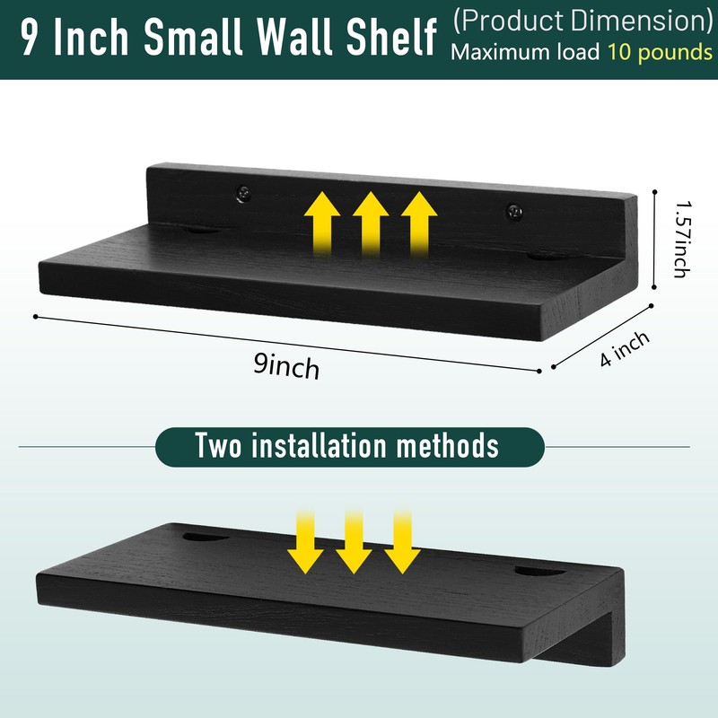 NIUBEST Small Floating Wall Shelf, 9 Inch Wall Shelf with