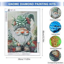 Oslynia Diamond Painting Kits for Adults, Gnome 5D Diamond Art Kits for Beginners, Adults, DIY Painting Art Kit for Wall Home Decor (Smile)