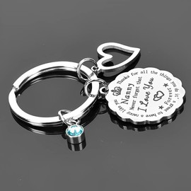 Never Forget That I Love You Keychain for Best Nanny Gift from Granddaughter Grandson Babysitter Nanny Christmas Gifts for Nana Grandma Birthday Gift from Grandchildren