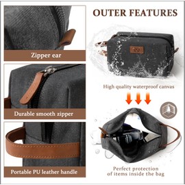 Janhavi Waterproof Makeup Bag Organizer,Groomsmen Gifts,Travel Bag Canvas Laser Engraved Initials & Wheat Ear, Men's Accessories Storage, Travel Bags for Men, Travel Essentials (Dark Grey Z)