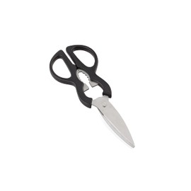 Leifheit Küchenschere mit scharfen Edelstahlklingen, Haushaltsschere 25 cm mit ergonomischen Griffen, rostfrei, Multifunktions-Küchenschere mit Nussknacker, Flaschenöffner und Schraubverschlussöffner