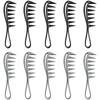 Wide Tooth Hair Combs Set of 10pcs, Black & Silver