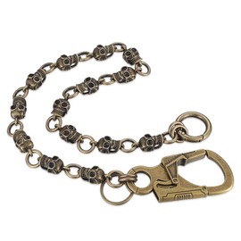 Ahiller Skull Wallet Chain, Punk Heavy Skull Goth Pants Chain for Men, Biker Motorcycle Belt Key Chain, Hip Hop Pocket Jean Chain for Keys(YK-Bronze-1P)