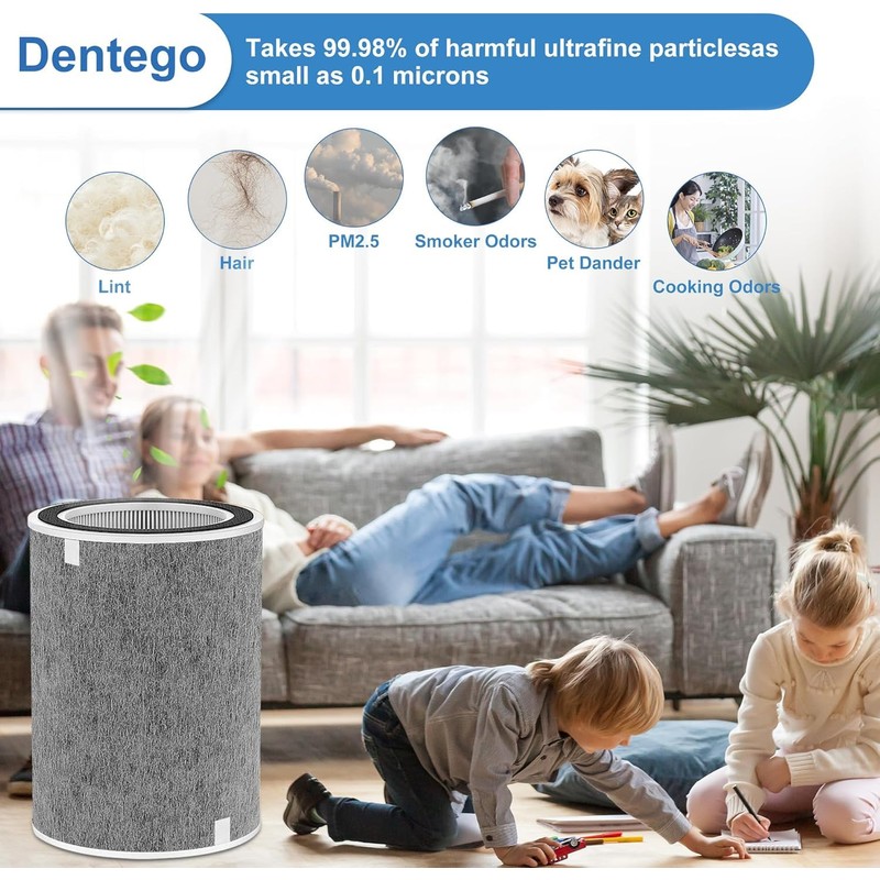 Dentego 2 Pack HP302 HP201 Filter Replacement Compatible with Shark