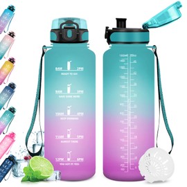 KollyKolla Water Bottle 1.5 L, Sports Water Bottle, Large, Leak-Proof, BPA-Free, Water Bottle with Time Markings, Sports Bottle for Adults, Office, Fitness, Sports