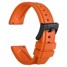 WOCCI 24mm Hevea Watch Band, FKM Rubber (Not Silicone), Quick Release Replacement Strap for Men, Black Buckle (Orange)