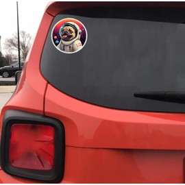 Cute Pug In Space Unique Vinyl Decal Waterproof Sticker For Car bike, SUV, Truck Helmet, Laptop, Water Bottle Notebook Decal Window, Bumper Vinyl Sticker 5-inch(Design 1)